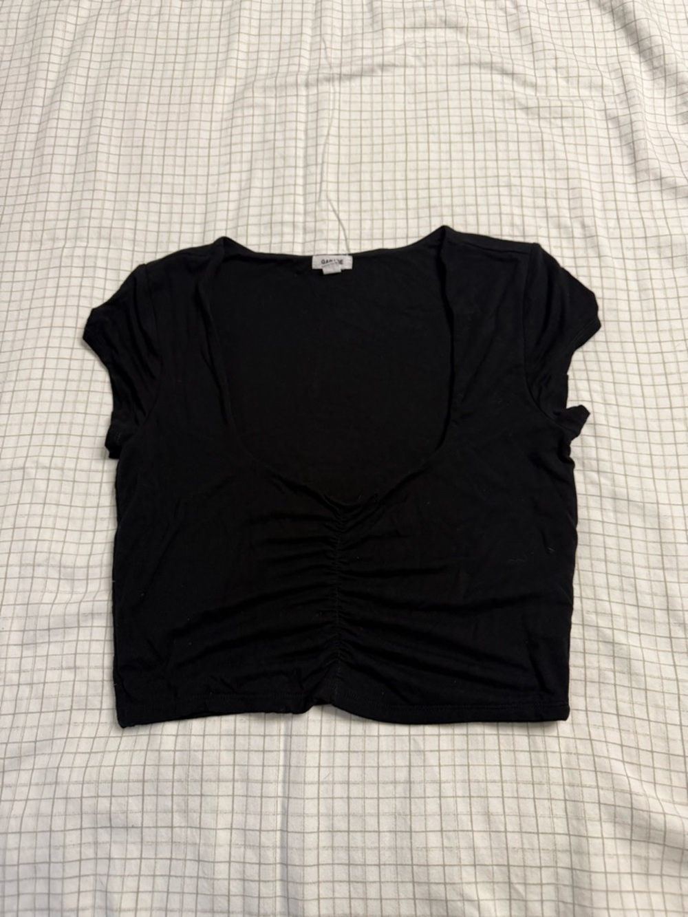 Garage Black Ruched Scoop Neck Crop Top